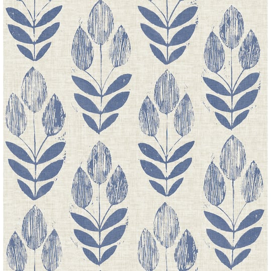 NuWallpaper Blue Folk Tulip Peel & Stick Wallpaper
